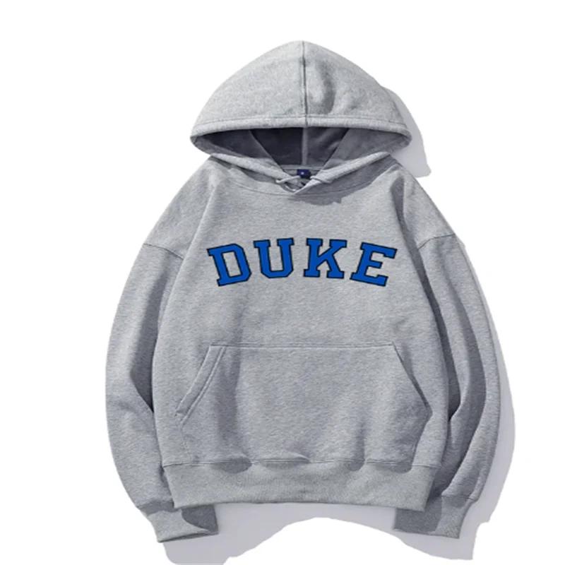 2024 New Hoodie Duke Printed Hoodie for Men Long Sleeve Simple Tops Solid Clothes Street Fashion Unisex Personality Autumn