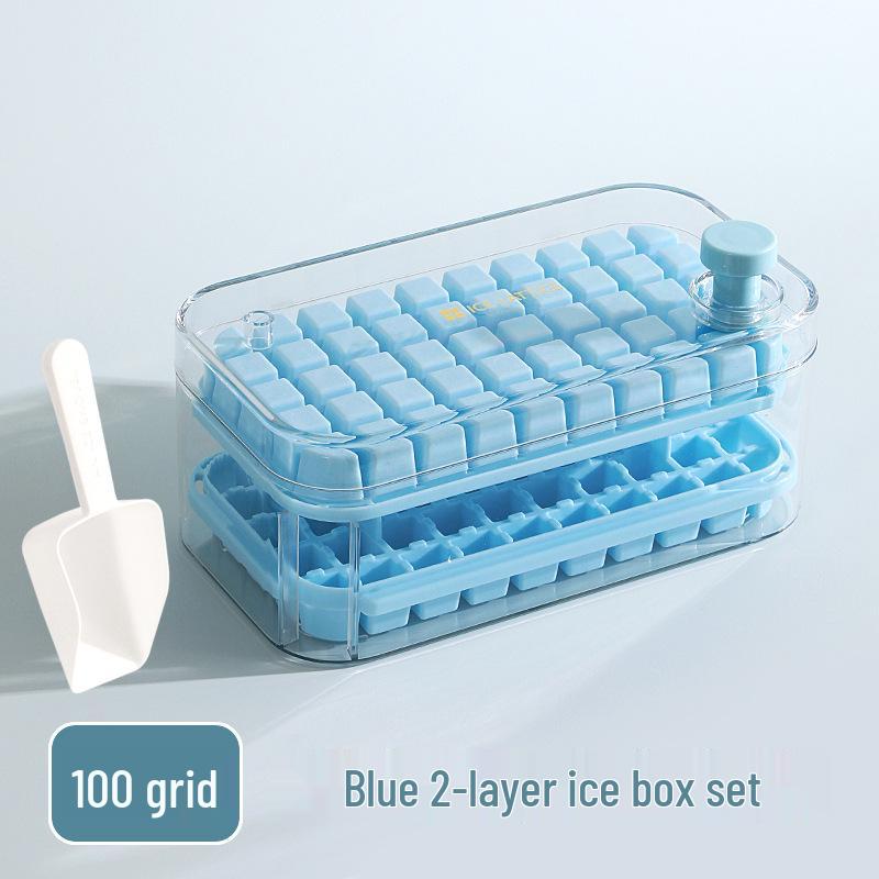 Silicone Ice Cube Tray with Easy Release & Double Layer Storage