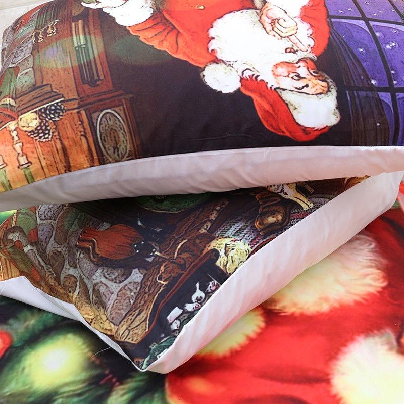 Classic Christmas Kids Duvet Cover Pillow Cases Quilt Cover Santa Claus Bedding Ensemble