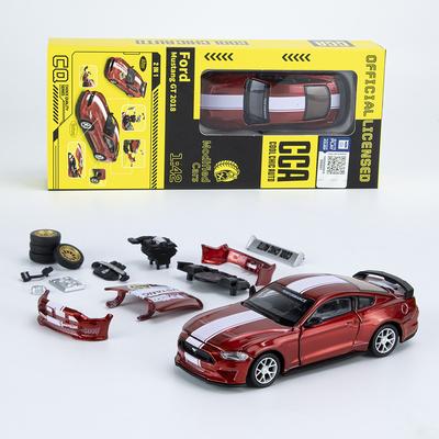 Масштаб 1/42 2018 Ford Mustang GT Super Racing в сборе, игрушечный автомобиль из сплава, литая под давлением металлическая коллекция, подарочные игрушки с коробкой