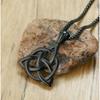 Модное мужское черное кельтское ирландское ожерелье с подвеской Triquetra Trinity Knot, ювелирные изделия