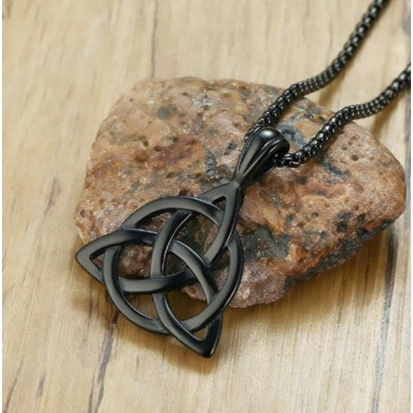 Модное мужское черное кельтское ирландское ожерелье с подвеской Triquetra Trinity Knot, ювелирные изделия