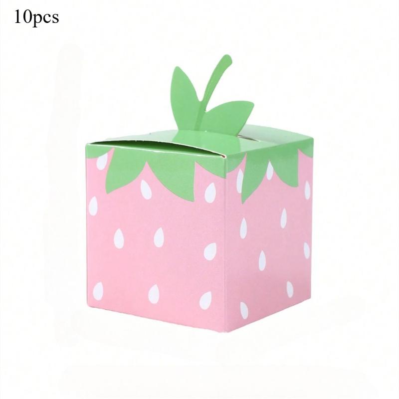 10 шт. Красная коробка для конфет в виде клубники, Подарочная коробка для детской вечеринки по случаю дня рождения, Коробка для дим-самов, Фестивальная вечеринка, Коробки для конфет, Квадратная мини-розовая коробка
