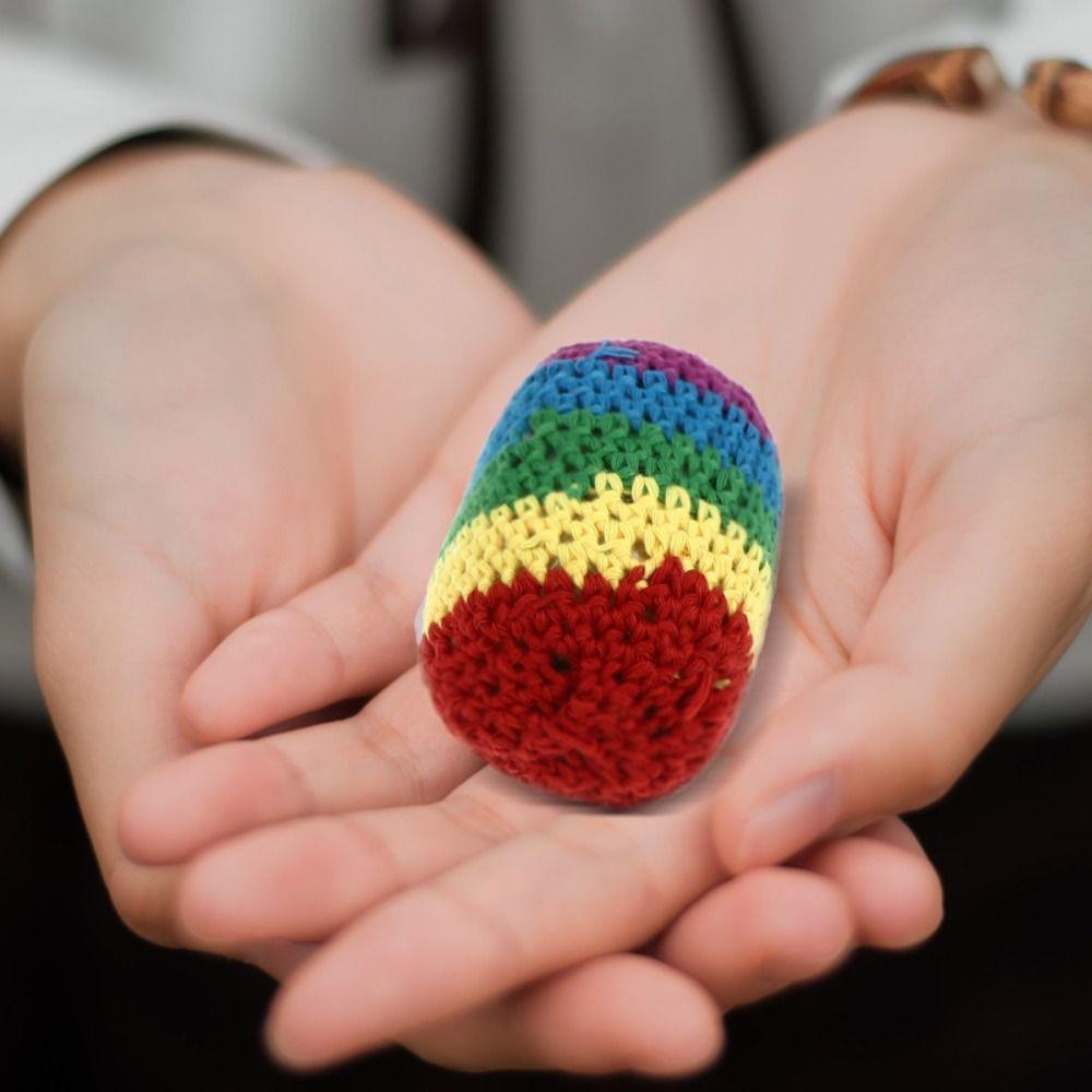 1/3/6/12Pcs Multicolored Foot Bag Crochet Balls Geometric Pattern Crochet Kick Sack Outdoor Toy