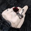 Elegant Red Rose Rings Punk Gothic Flower Adjustable Open Rings Halloween Party Cosplay Rings Jewelry Gifts for Women