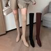 Manga Legs~ Ankara Red Suede Elastic Over Knee Boots Thick Heel Long Tube Skinny Boots High Heel Legs Socks Boots