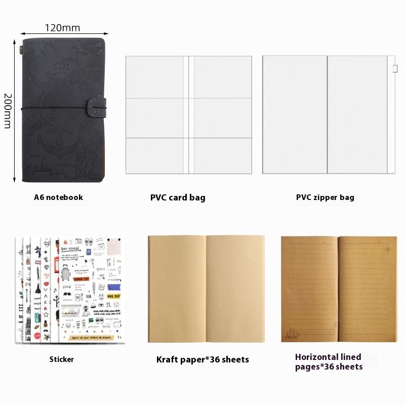 Vintage Strap Handbook Set Creative Note Diary Kraft Paper Notebook