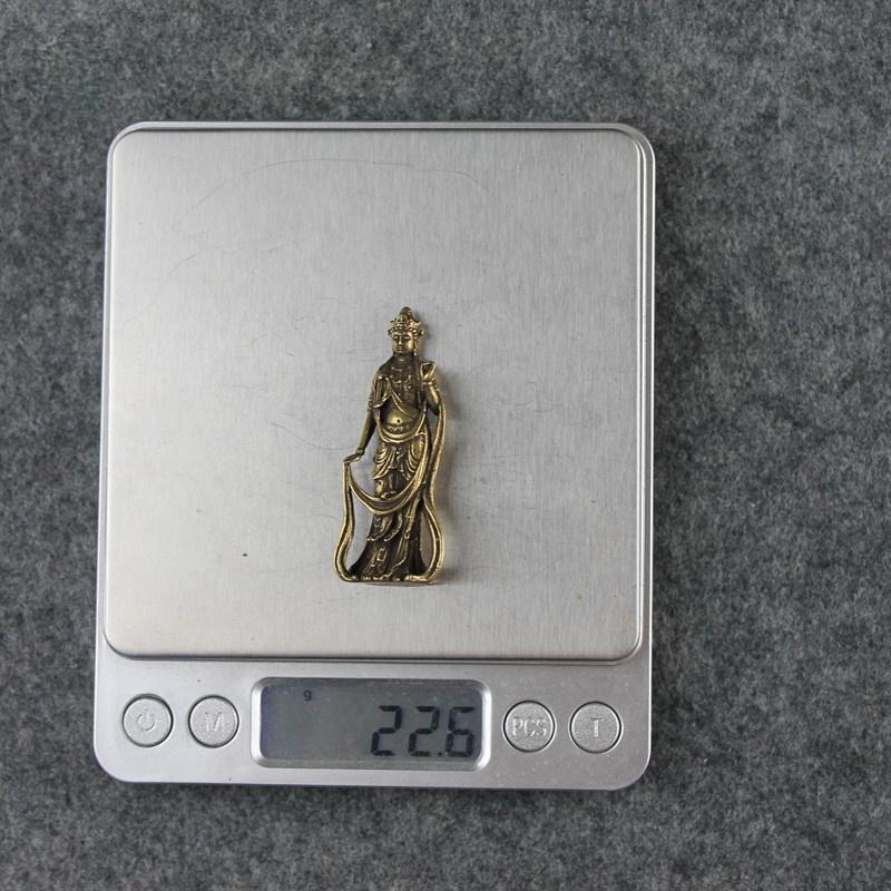 Copper Buddha Figurines Ornaments Desk Decorations Handmade Brass Goddess of Mercy Key Ring Pendant Home Decor Craft Tea Pet