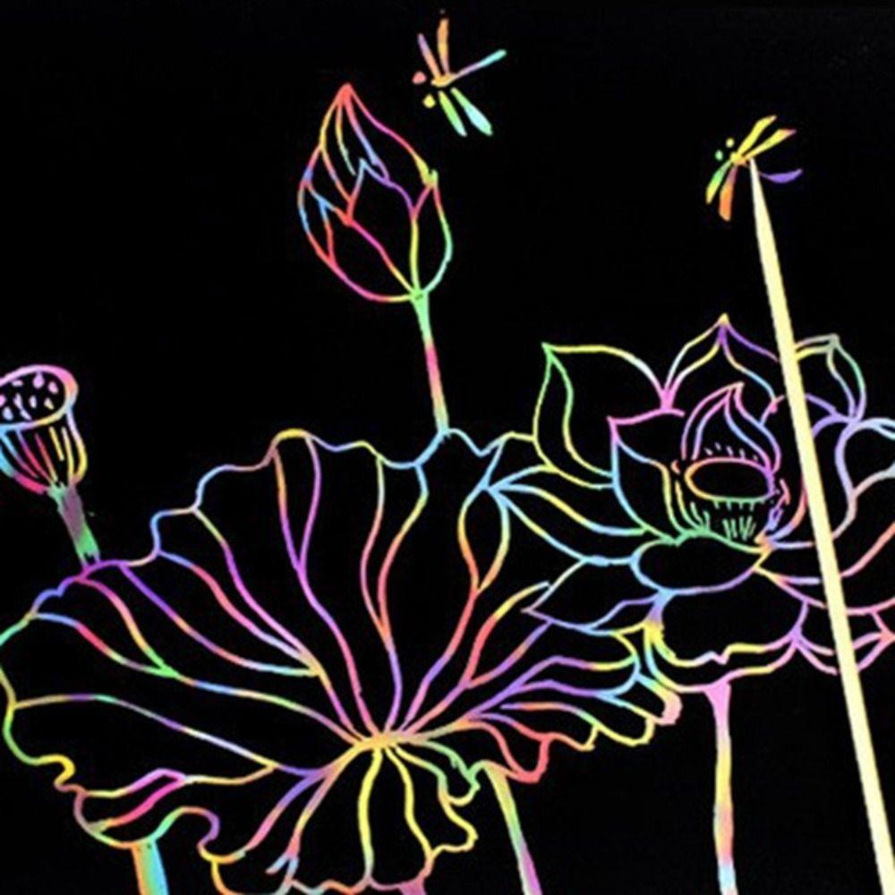 С деревянной ручкой Радужная скретч-книга Цветная блестящая бумага Заметка Цветная бумага для рисования Детский подарок