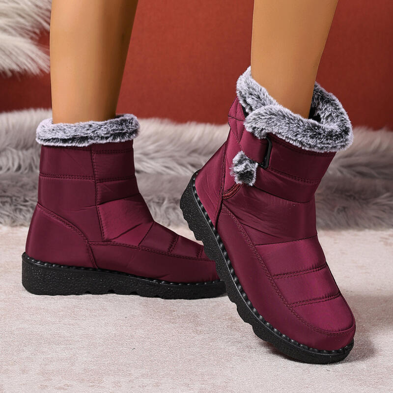 Thermal Snow Boots for Women - Waterproof Mid-Calf Winter Shoes with Anti-Slip Sole & Slavic Embroidery