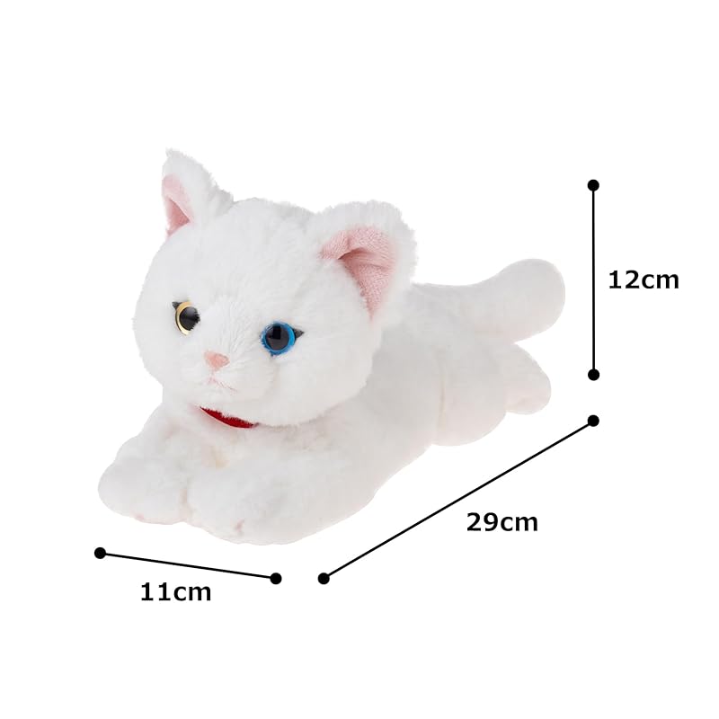 Sun Lemon Lap Cat Odd Eyes WH SS 11 x 29 x 12cm Plush Animal Cute Cat P-8042
