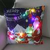 Christmas Light LED   Decoration 45x45cm Santa  Sled Village Color Ball Sofa Seat Pillow Sleeve  Cases