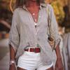 Summer Women's Cotton Linen Blouse Shirts Women Solid Color Short Sleeve Buttons Cardigan Office Tops Vintage Streetwear Clothes
