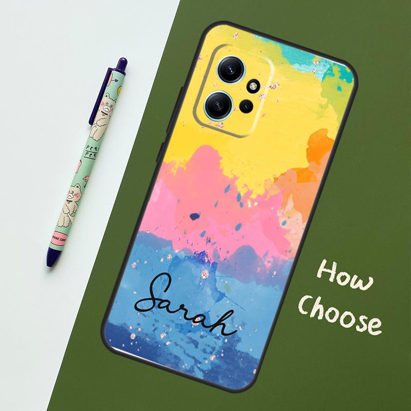 Personalised Name Wotercolour Rainbow For Xiaomi Redmi Note 12S 11S 10S 9S Note 12 8 9 10 11 Pro Phone Case For Redmi 12 9 C 10C