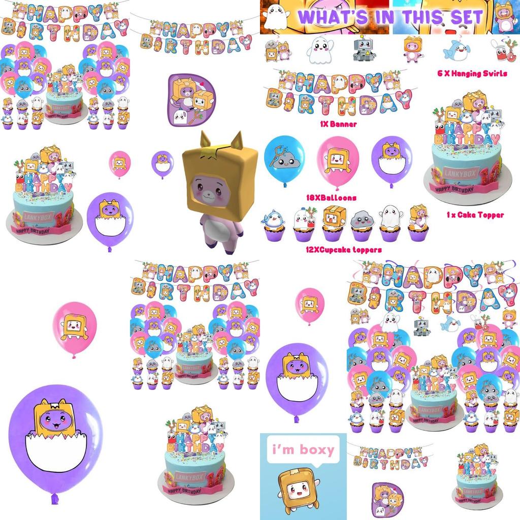 Принадлежности для дня рождения Lankybox Мультяшные украшения для вечеринки для незабываемых праздников!