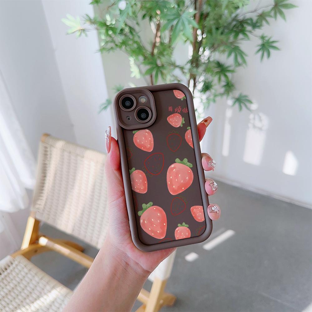 Чехол для телефона из мягкого ТПУ с рисунком свежей клубники для iPhone 17 Air 16 15 14 Pro Max Plus 13 12 Mini 8 7 X Xs Задняя крышка