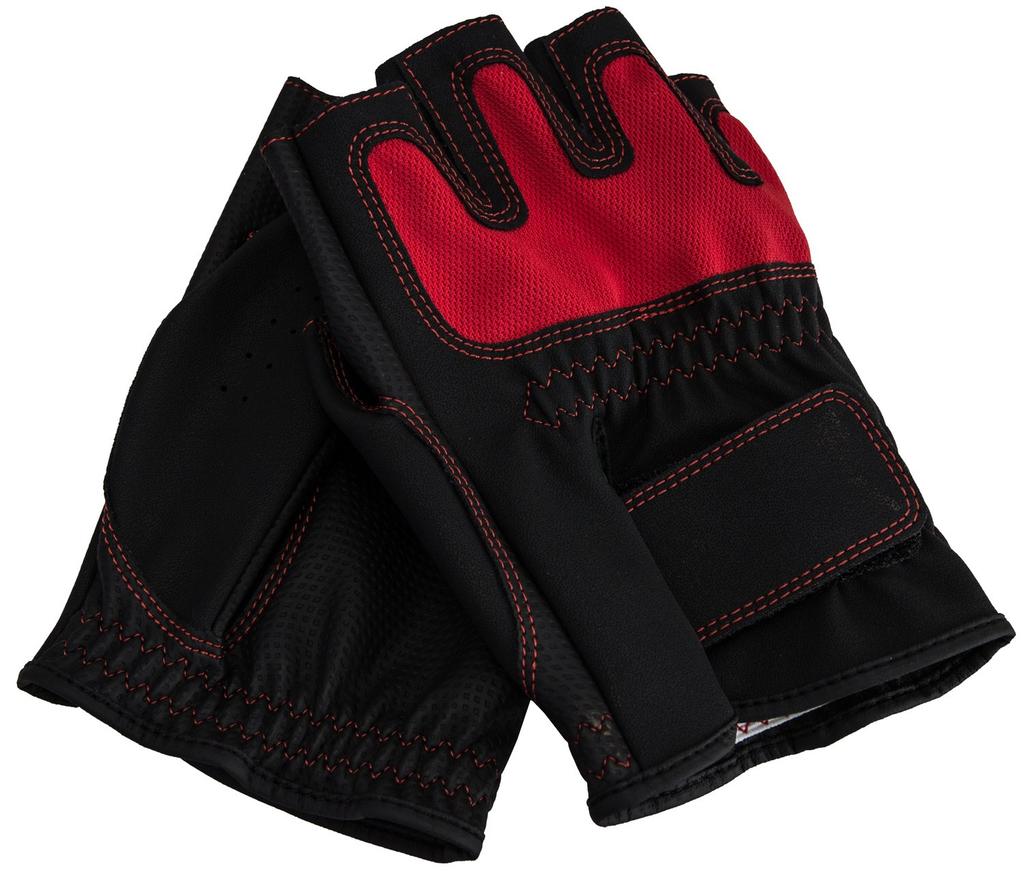 Перчатки Lezax Drive с полупальцами из синтетической кожи, сетка, противоскользящая, черные/красные LZGL-6951