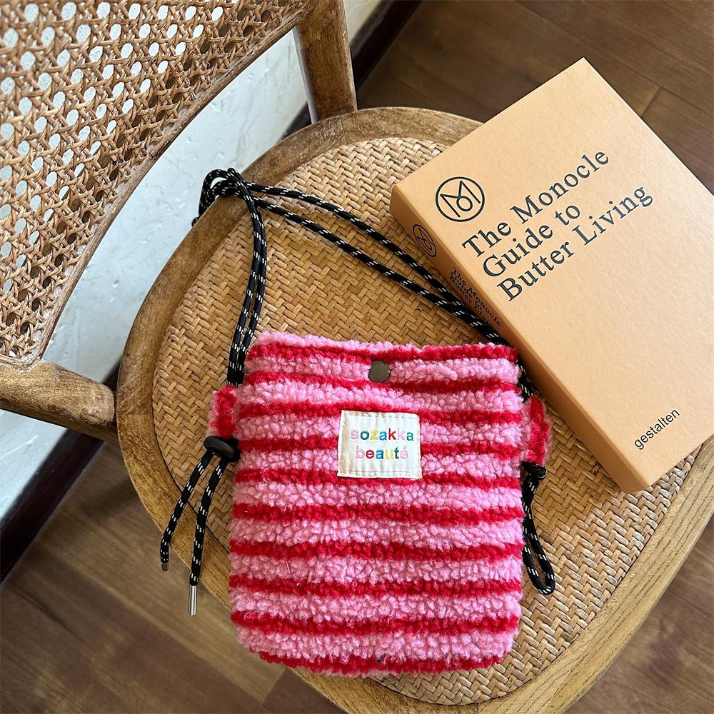 Модная плюшевая радужная сумка в горошек, милая маленькая сумочка, розовая на плечо, кроссбоди, женская сумка для покупок и хранения, портативный чехол для телефона