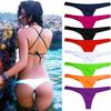 Sexy Women's Solid Color Pleated Thong Bikini Multi-color Swimwear Fun Underwear