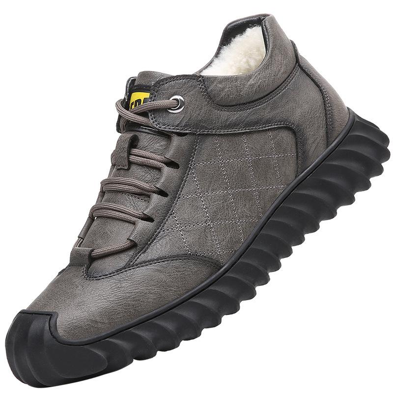 Новая зимняя мужская обувь из натуральной кожи, бархатная, утепленная, теплая, непромокаемая и нескользящая, уличная повседневная кожаная обувь, мужская хлопковая обувь
