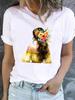 (Asian Size) T Shirt Fashion Watercolor Flower Trend Cute Female Graphic Casual Short Sleeve T-shirts Tee Women Print Lady Top Clothing