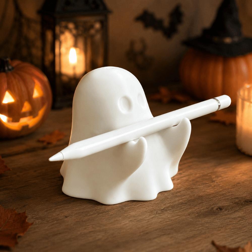 3D Printed Ghost Pen Holder Cute Mini Ghost Statue Unique Halloween Pen Rack Birthday Gift