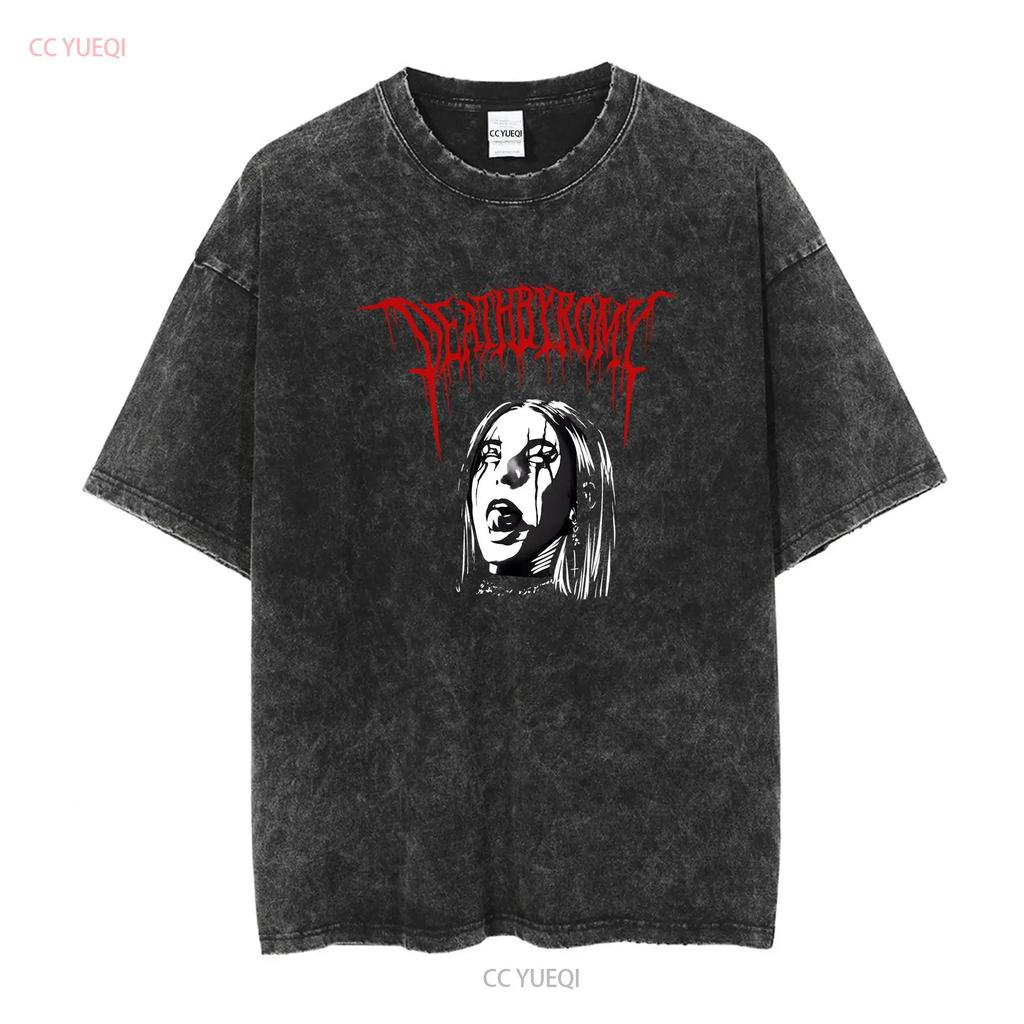 Deathbyromy Черная Большая Футболка с длинным или коротким рукавом винтажная Стирка Слегка Повседневная Универсальная уличная одежда мужская Стильная