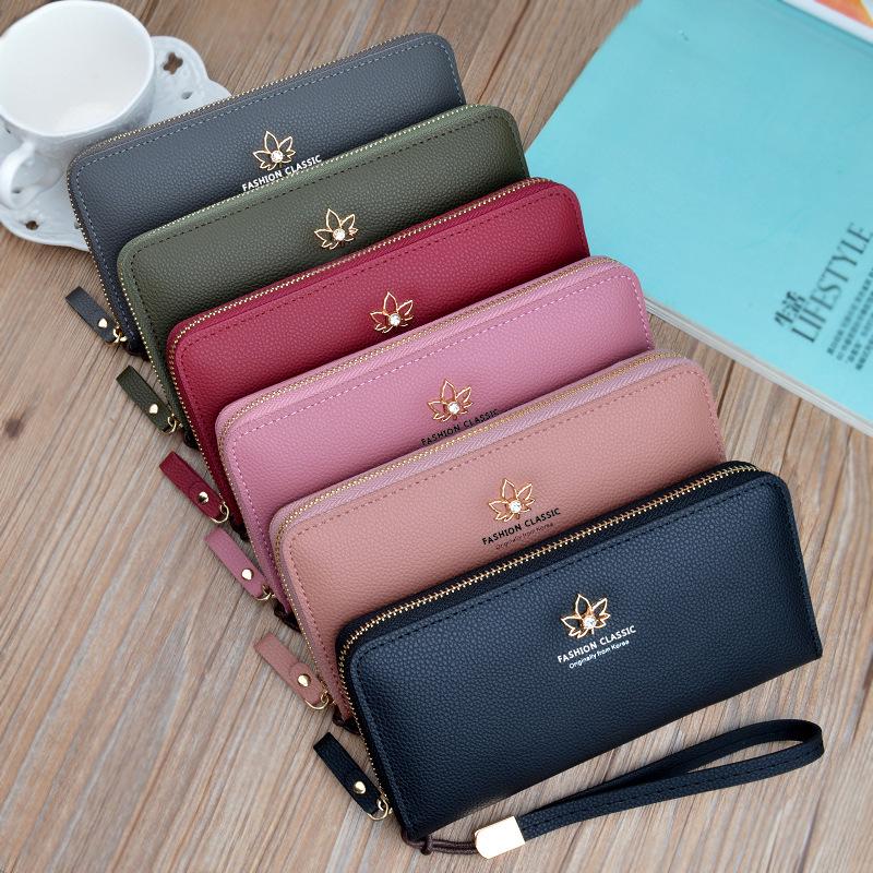 Women's Fashion Long Zipper Wallet - Large Capacity Clutch with Litchi Pattern and Mobile Phone Pocket