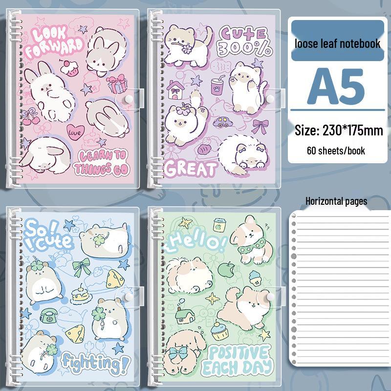 Мягкий милый блокнот на кольцах из ПВХ-кожи, формат 16К, высокая прочность для студентов