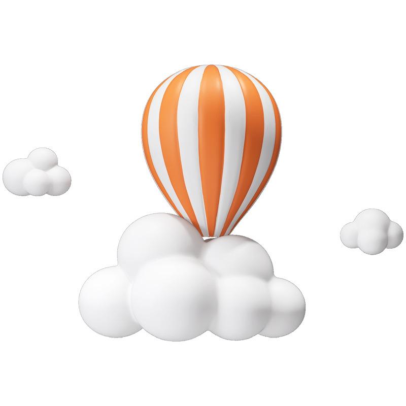 3D Hot Air Balloon Statue Home Wall Decoration White Cloud Resin Sculpture Living Room Bedroom Interior Wall Hanging Decor
