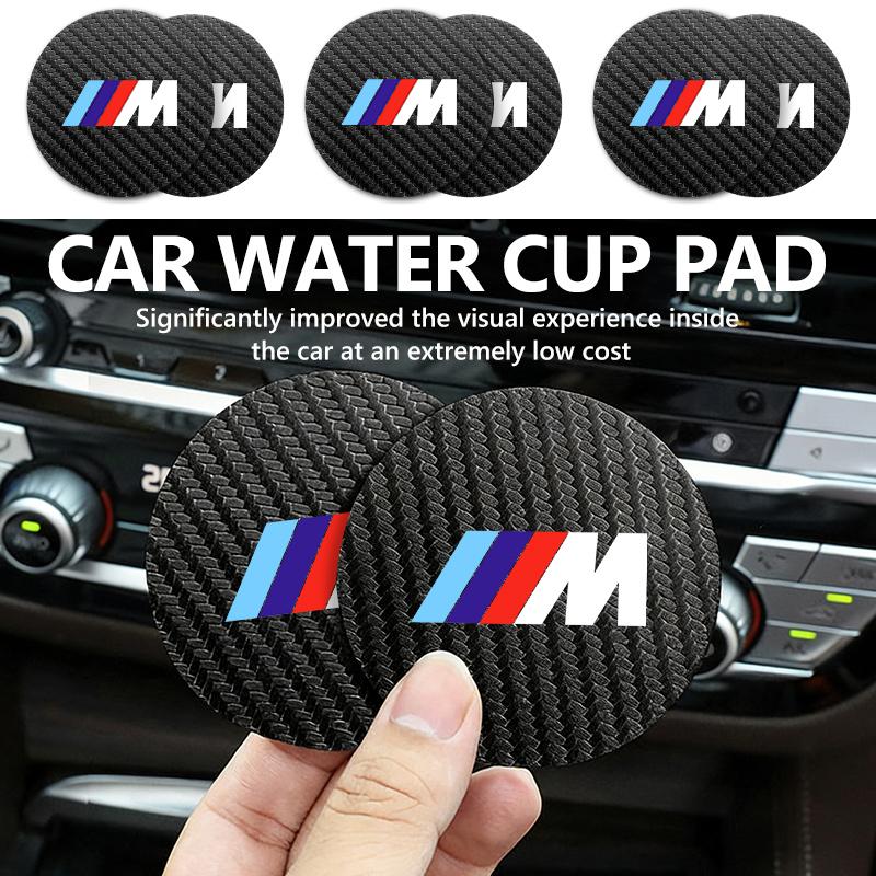 2pcs Car Cup Holder Insert Pad Emblem Coaster Anti-Slip Mat For BMW M 1 3 4 5 6 7 Series X1 X3 X4 X5 G20 G38 F48 E36 E39 blcp03