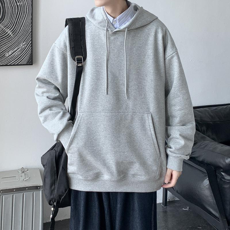 Весна Осень Повседневная толстовка с капюшоном Удобная толстовка с капюшоном Мужская свободная толстовка с однотонным пуловером Молодежная спортивная толстовка
