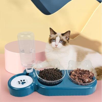 Миска для еды для кошек, автоматическая кормушка для домашних животных, диспенсер для воды, контейнер для еды для собак и кошек, поилка, противоскользящая двойная миска