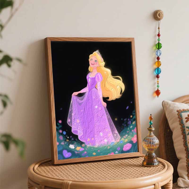 Disney oil painting hand painting coloring painting handmade diy home decoration gift princess purple dress fantasy art