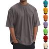 Summer Men's Fashion Loose Round Neck Solid Color All-match Short-sleeved T-shirt