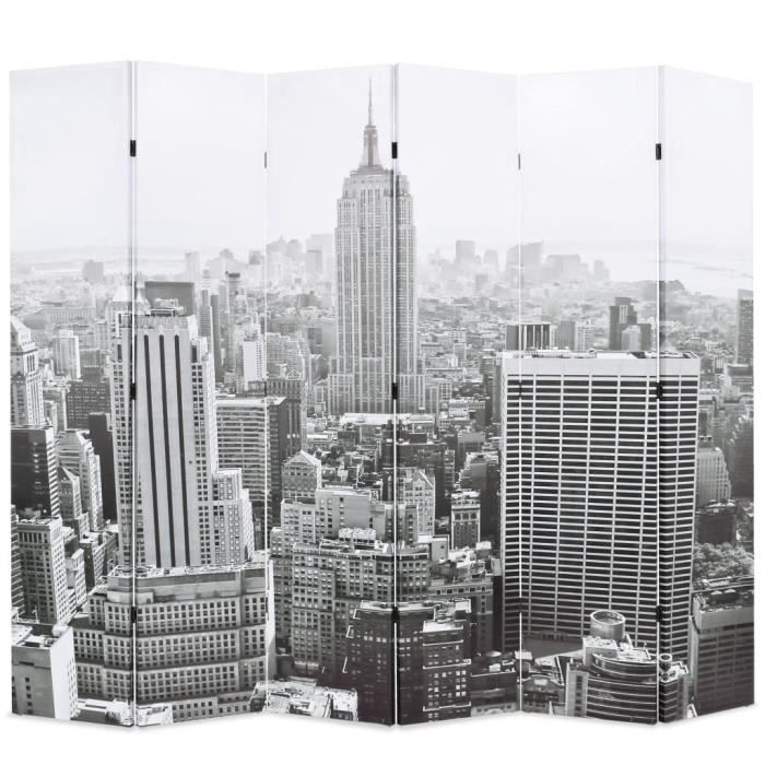 VidaXL Cloison de séparation pliable 228x170 cm New York Noir et blanc
