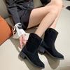 Зимние женские ботильоны 2024 Модные ботильоны-слипоны для женщин Элегантные замшевые уличные ботильоны Женский размер обуви 35-42