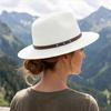 (One Size, White) Men Straw Panama Hat, Wide Brim Sun Hat Lightweight Summer Top Hat for Outdoor Beach