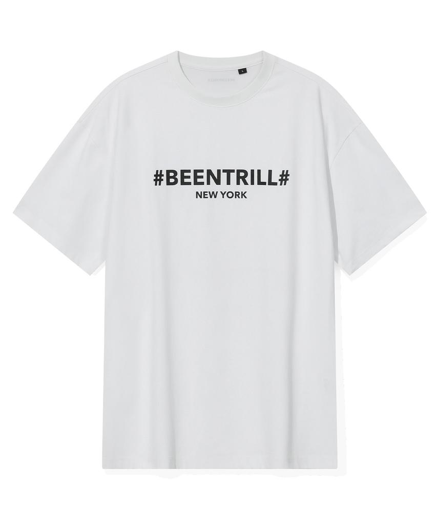 Футболка BEENTRILL с активной буквенной надписью-хештегом (белый)