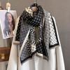 Autumn Imitation Cashmere Warm Short Beard Fringed Scarf Letter Splicing Fashion Jacquard Scarf Autumn and Winter Cold Shawl