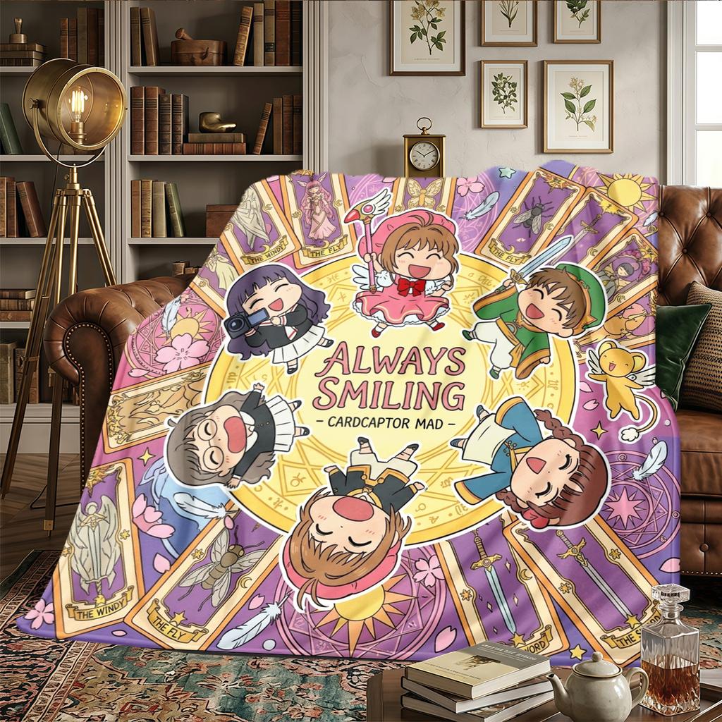 Cardcaptor Sakura Comfortable Flannel Blanket Printed Warm, For Bedrooms, Travel -HE6