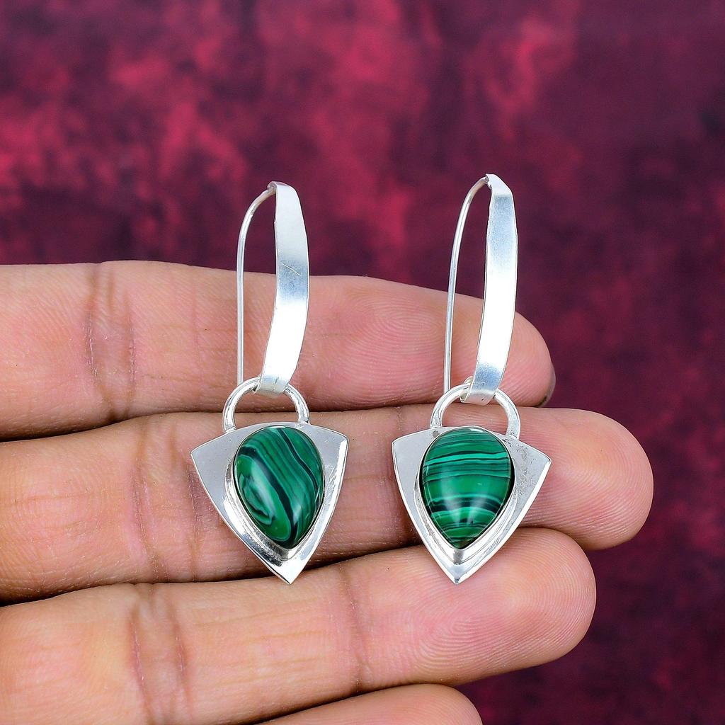 Серьги с малахитом, ювелирные изделия из стерлингового серебра 925 пробы, подарок для женщин, серьги ручной работы, ювелирные изделия с драгоценными камнями