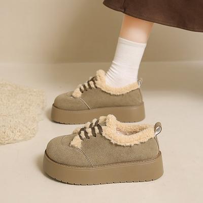 Мода 2024 года, дизайнерские зимние ботинки из хлопка, женские зимние ботильоны с пушистым мехом, ботинки на платформе из искусственной замши, теплые плюшевые ботинки для катания на лыжах, женские ботинки