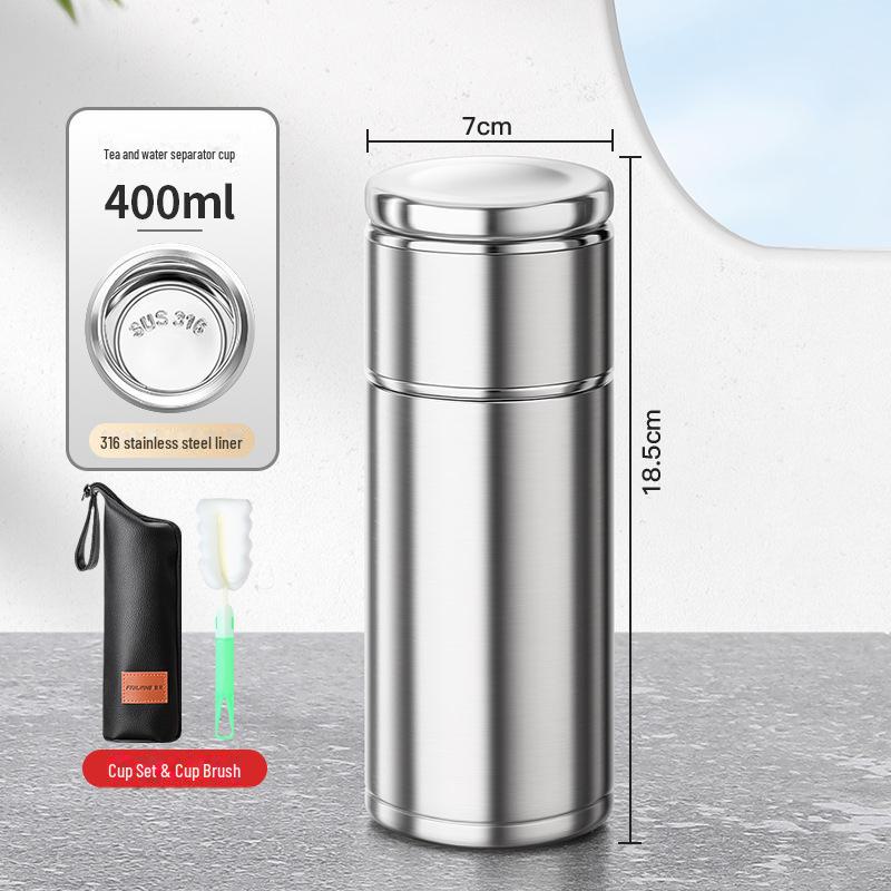 Компактная термокружка для заваривания чая из нержавеющей стали 316 - портативная конструкция с разделением воды для мужчин и женщин, идеальный подарок