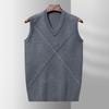 Dad Padded Warm V-neck Sleeveless Sweater Vest for Elderly Men Vest Vest for Middle-aged and Elderly Bottoming Sweater