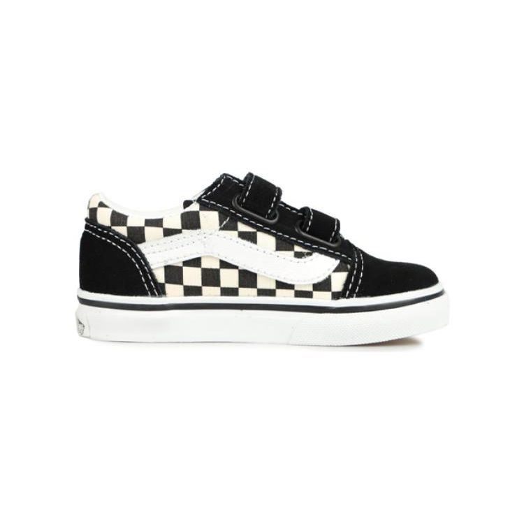 Vans Old Skool V Toddler Primary Check Baby Sneakers Black White VN0A38JNP0S