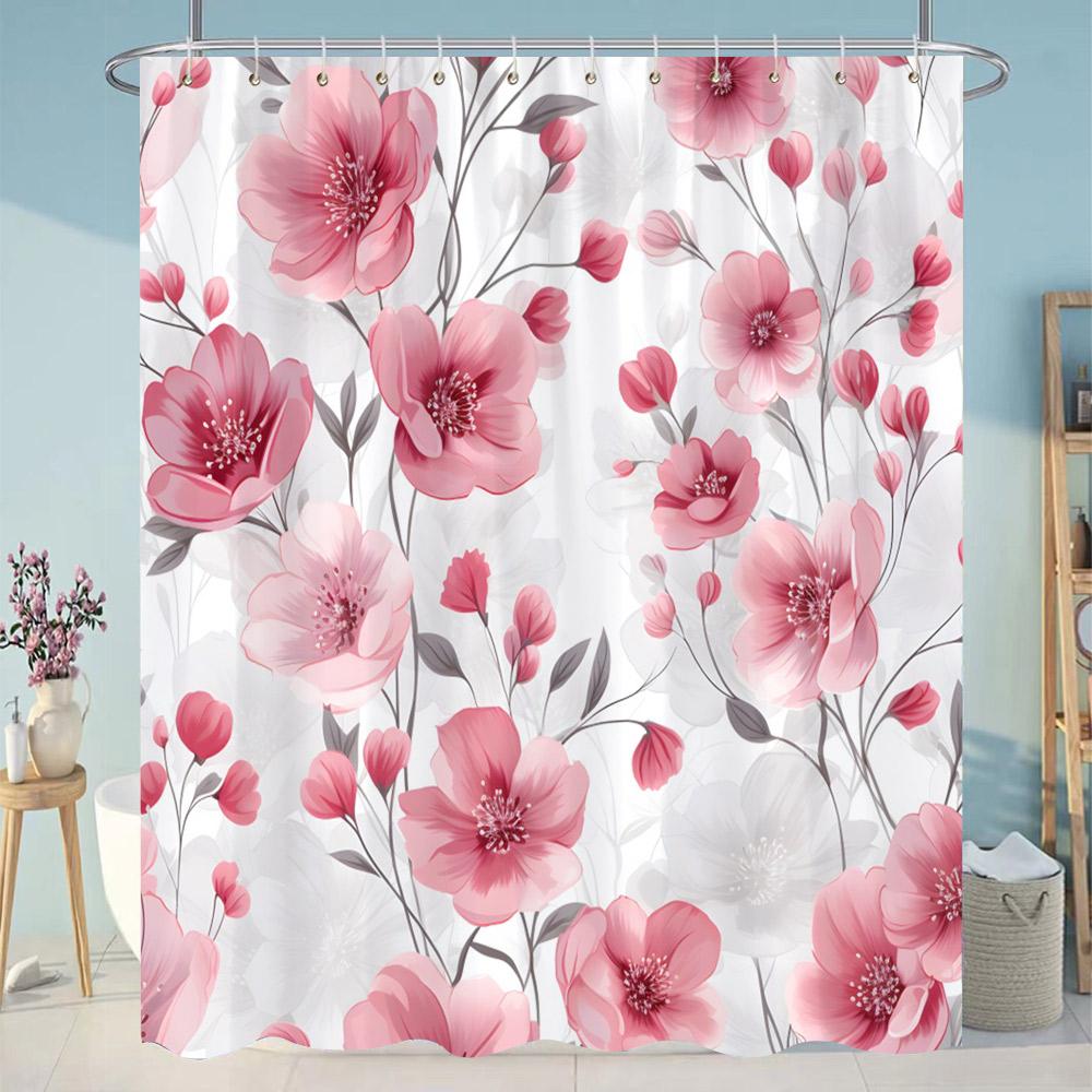 Ботаническая шторка для душа с цветами Красочные цветы Зеленые листья Акварельное искусство Креативные полиэстеровые шторки для душа Декор для ванной