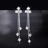 S925 Silver Needle Square Zircon Tassel Earrings for Women - Celebrity Style, Versatile, Sweet, Temperament.
