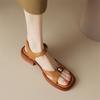 Мода 2025 НОВЫЕ Летние Женские Сандалии Натуральная Кожа Массивный Каблук Обувь Квадратный Носок Низкий Каблук Обувь для Женщин Обувь из Коровьей Кожи Ручной Работы