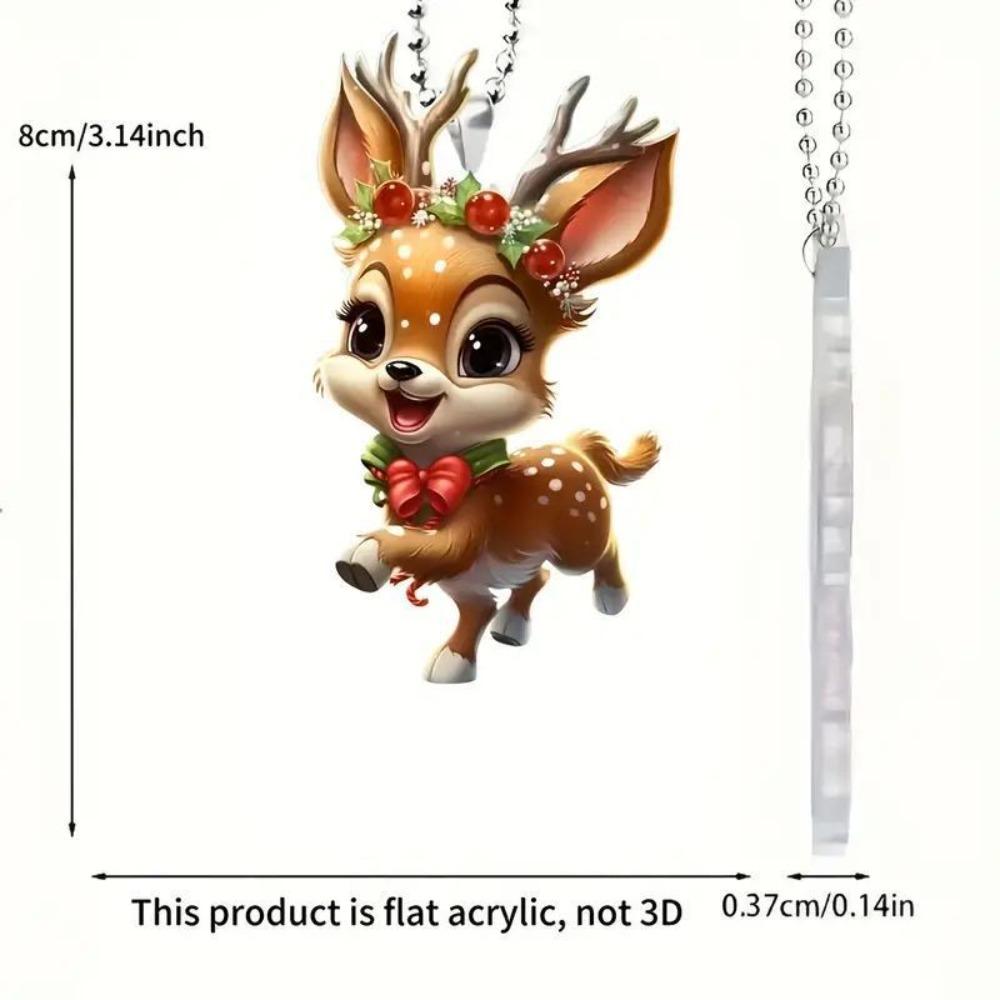 New 2D Flat Christmas Elk Hanging Pendant Acrylic Elk Model Car Rearview Mirror Pendant Xmas Tree Hanging Ornament Navidad Decor